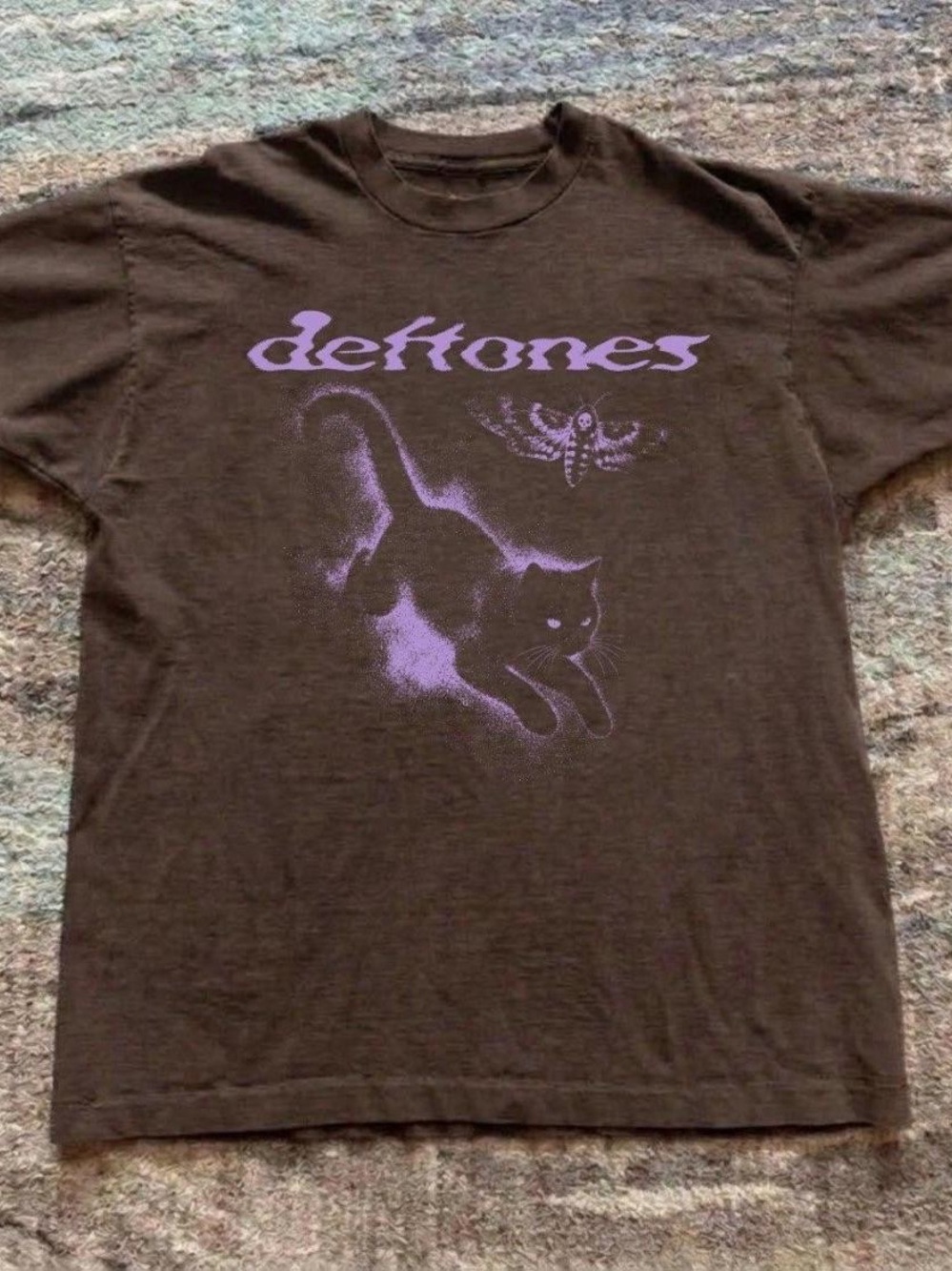 Gildan Black Tee with Purple Cat Graphic